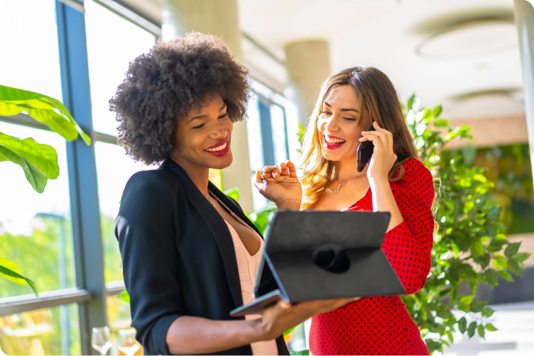 Workplace Relations 1 caucasian blonde and black skinned girl with afro