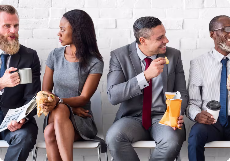 Dismissals 1 people in suits on breaktime laughing and joking 1
